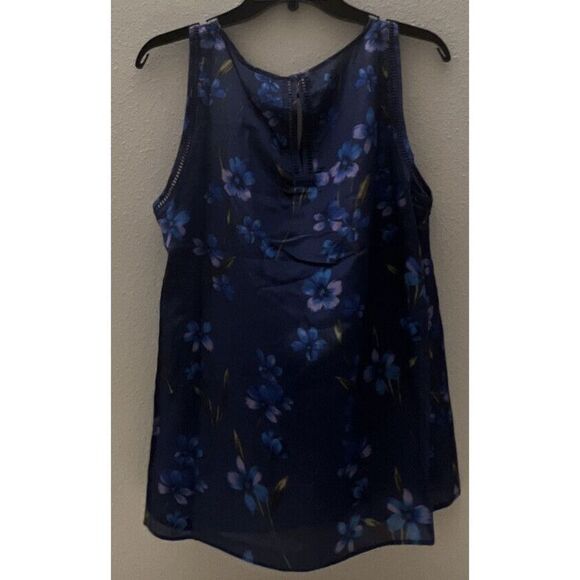 GREYLIN Sleeveless Women Sz L Stitch Fix Silk Blouse Blue Floral Anthropology $8 - Picture 6 of 9